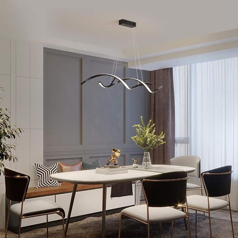 Wave LED Pendant Chandelier Light Remote Dimmable 40W Modern Flush Lamp