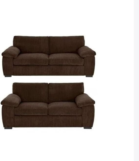 Brown Jumbo Cord 3+2 Seater Sofa Set Deep Cushions Sturdy Ultra Soft
