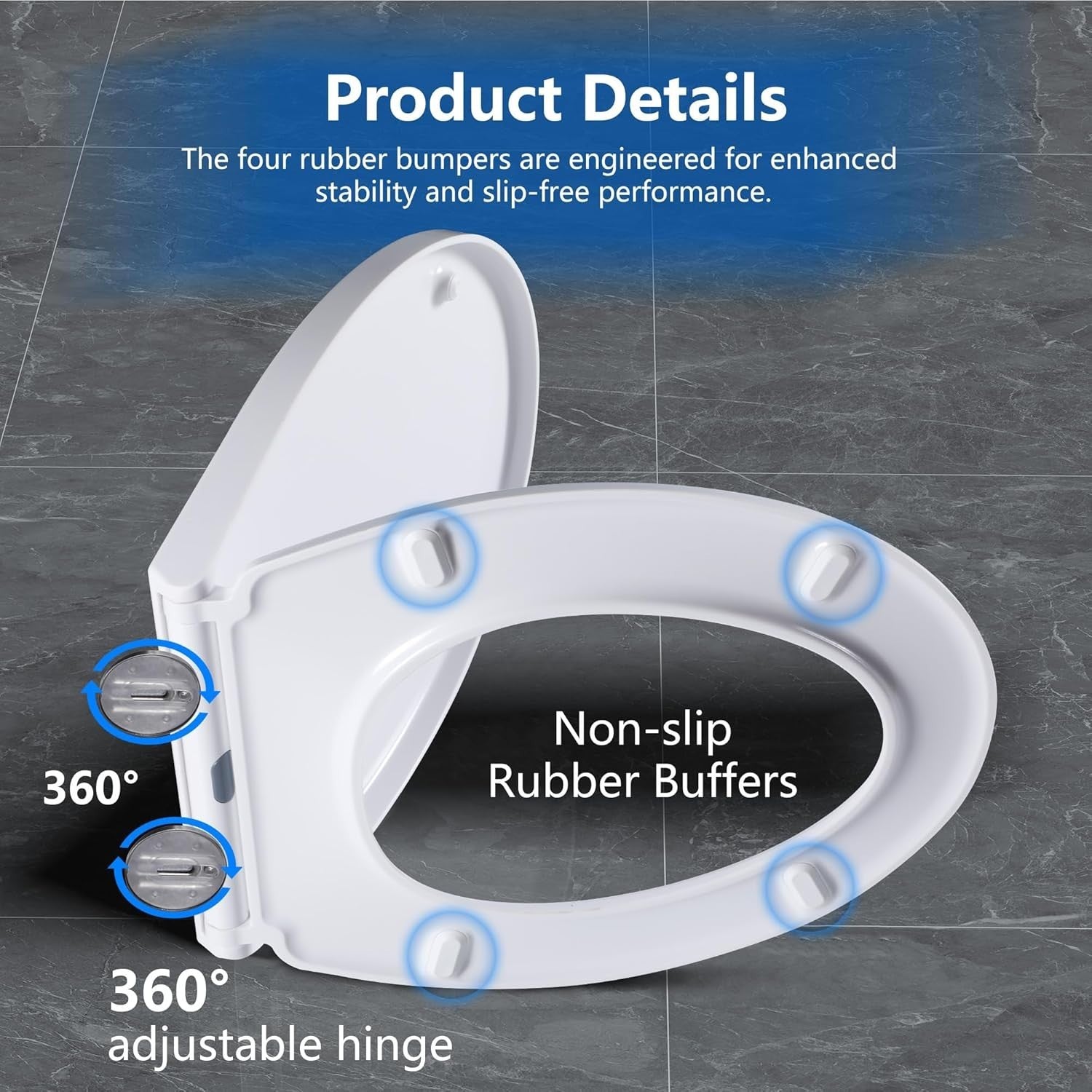 White Oval Toilet Seat Soft Close Quick Release Anti-Bacterial Top Fix 45x37cm