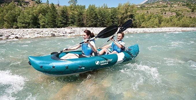 2 Person Inflatable Kayak Canoe PVC Boat w/ Adjustable Seats