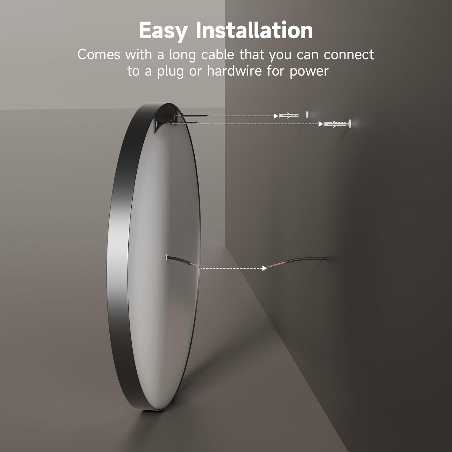 LED Bathroom Mirror 60cm Round RGB Dimmable Anti-Fog Touch Control
