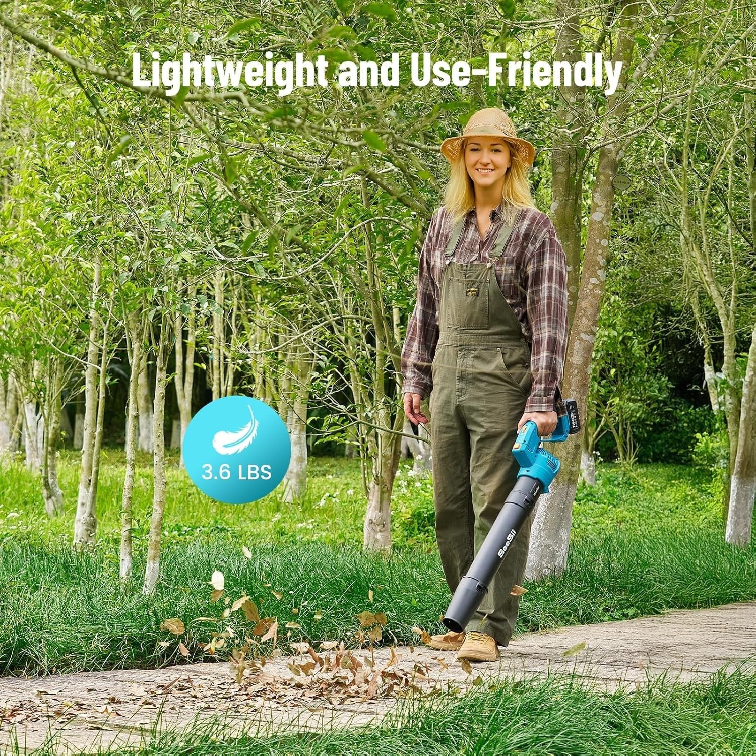 Cordless Leaf Blower 21V Dual Battery 5 Speed Lightweight Electric Garden Tool