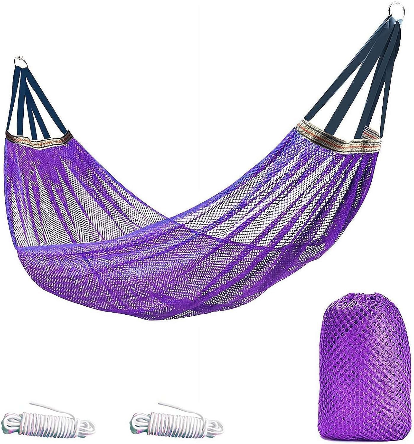 Lightweight Camping Hammock 400lb Load Portable Nylon with Tree Straps Purple