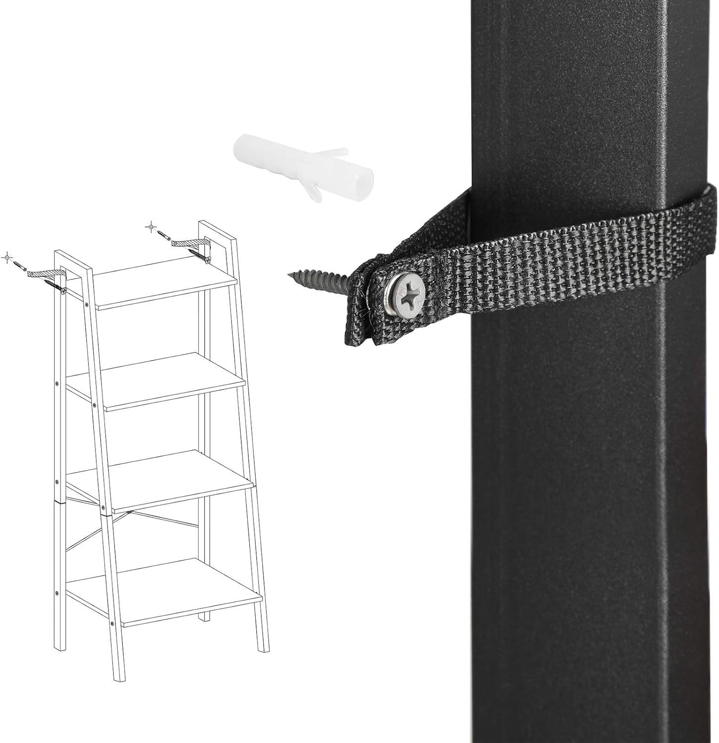 4-Tier Ladder Shelf Industrial Bookshelf Freestanding Storage Unit Honey Brown
