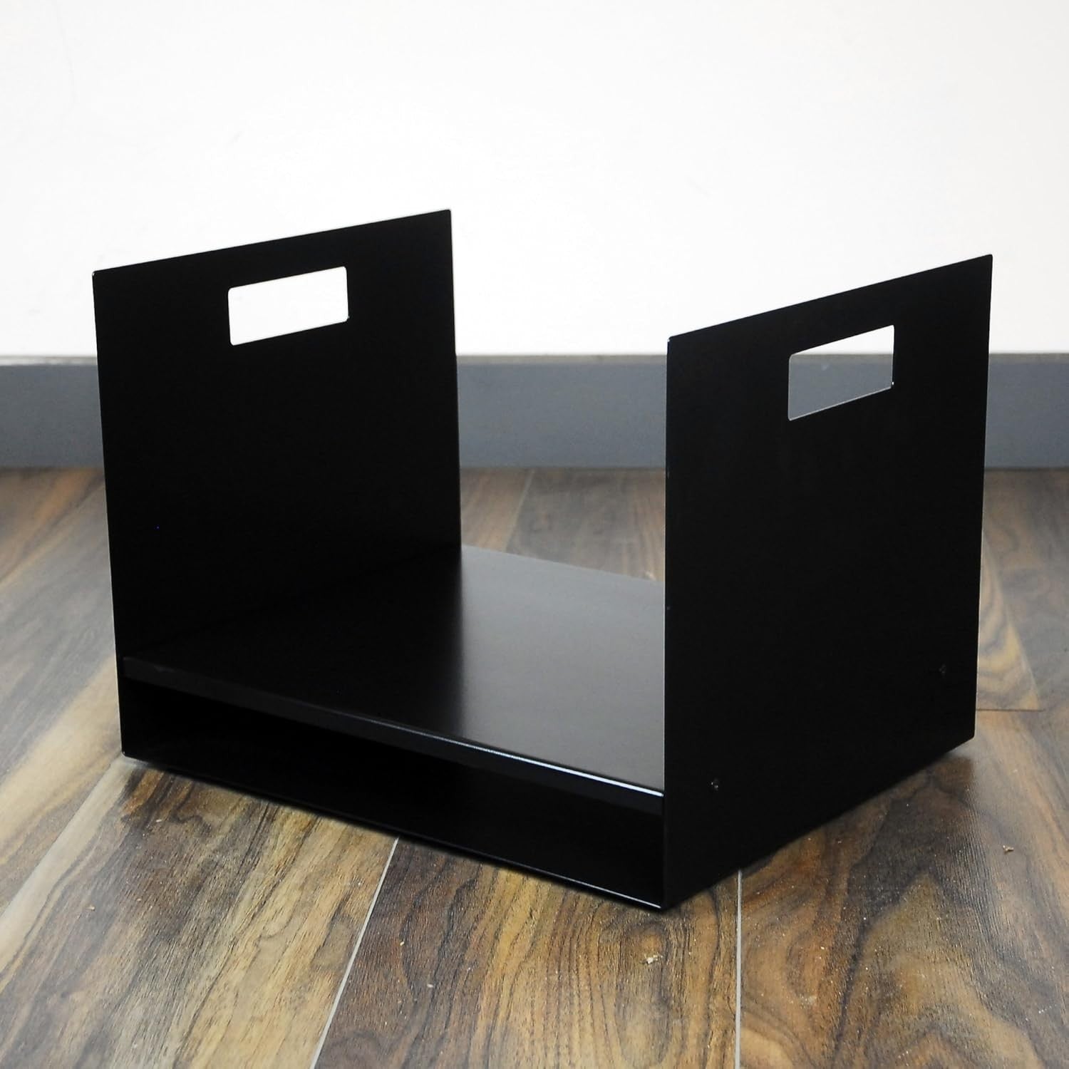 Wide Steel Firewood Log Basket with Shelf 40x32x30cm Sturdy Wood Storage