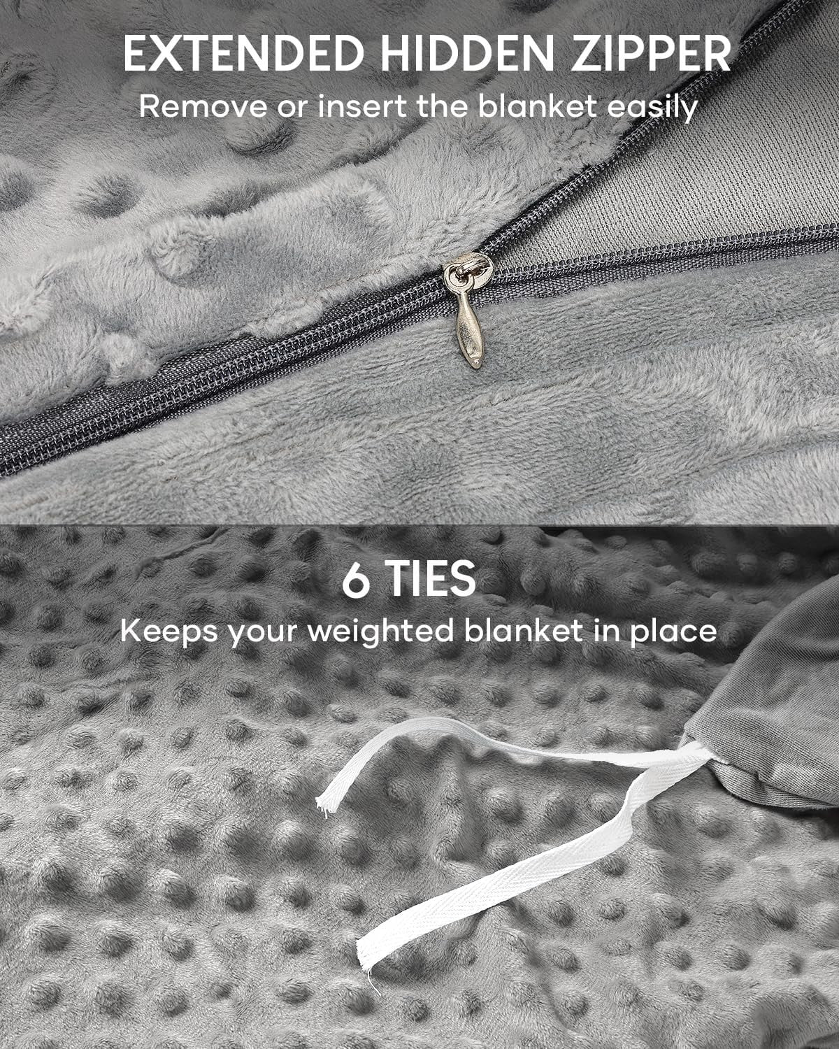 Grey Weighted Blanket Duvet Cover 48x72 Reversible Soft Minky