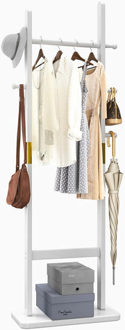 Modern Wooden Free Standing Coat Rack 180cm 5 Hooks Organizer Hanger Stand