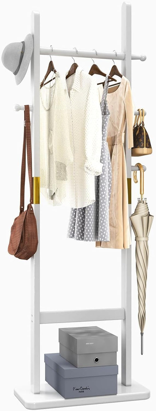 Modern Wooden Free Standing Coat Rack 180cm 5 Hooks Organizer Hanger Stand