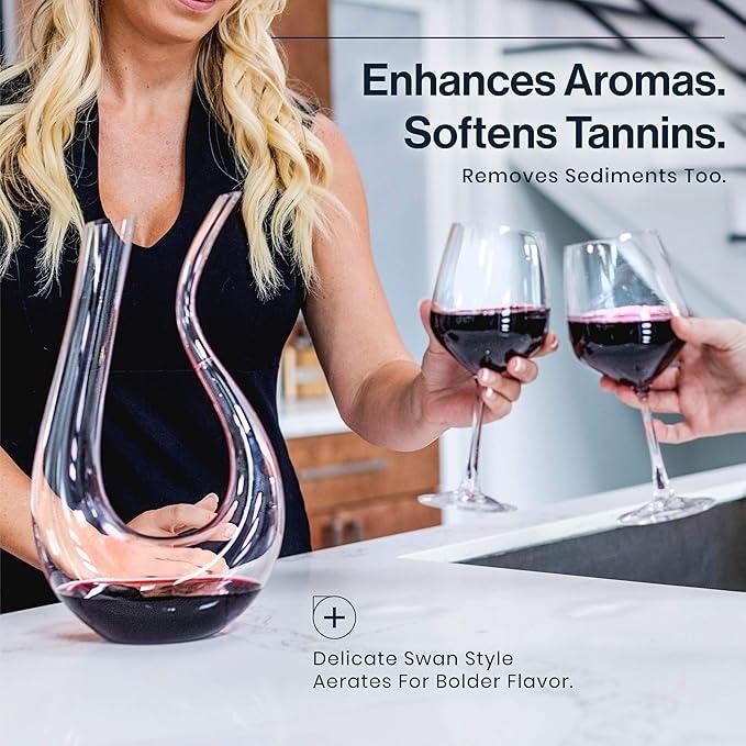 Crystal Wine Decanter with Aerator & Stopper – 750ml U-Shaped Carafe