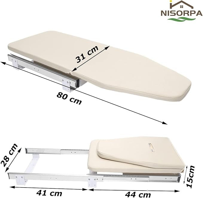 Pull Out Drawer Ironing Board 180° Rotating Space Saving Compact