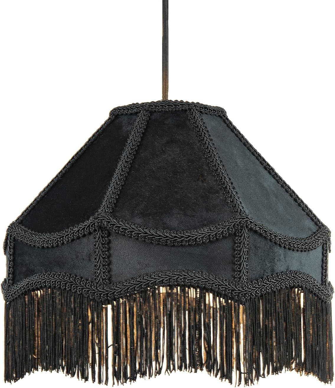Victorian Empire Velvet Lampshade Black Tassel Pendant Table Floor Shade