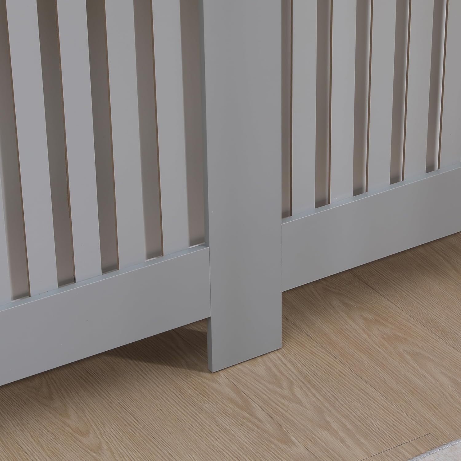 Extra Large Grey Radiator Cover Modern Slatted MDF Grill Cabinet 172x82x19cm