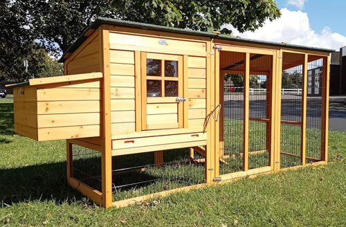 XXL 8ft Metal Chicken Coop Hen House Run Nest Box 3mm Wire