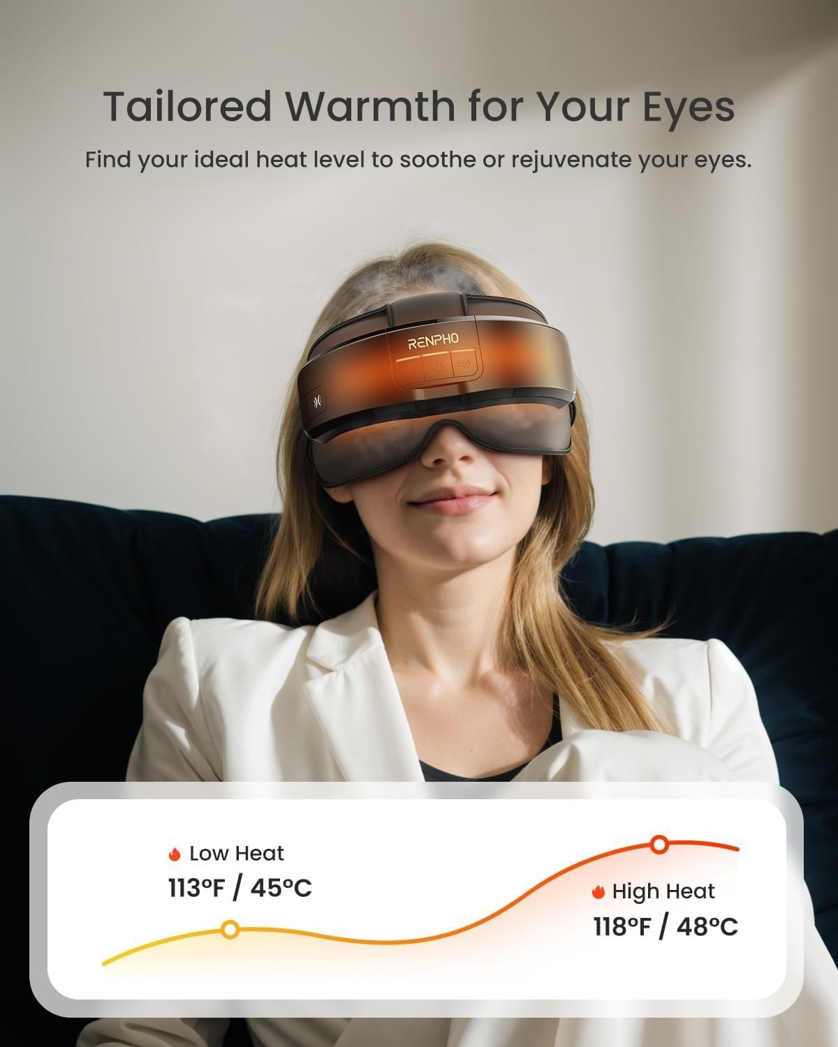 Heated Eye & Head Massager with Bluetooth Music for Migraine & Sleep Relief