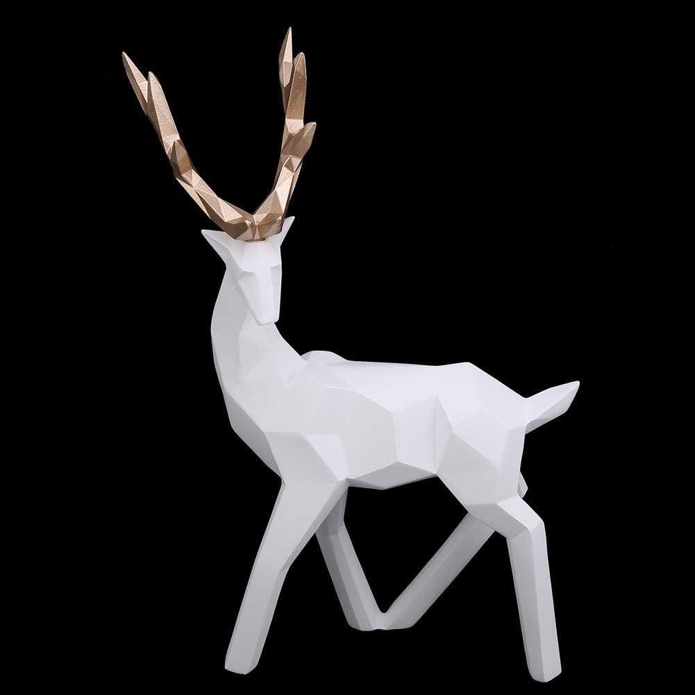 White Reindeer Ornament Set 2PCS • Modern Deer Statues Resin Home Decor Gift