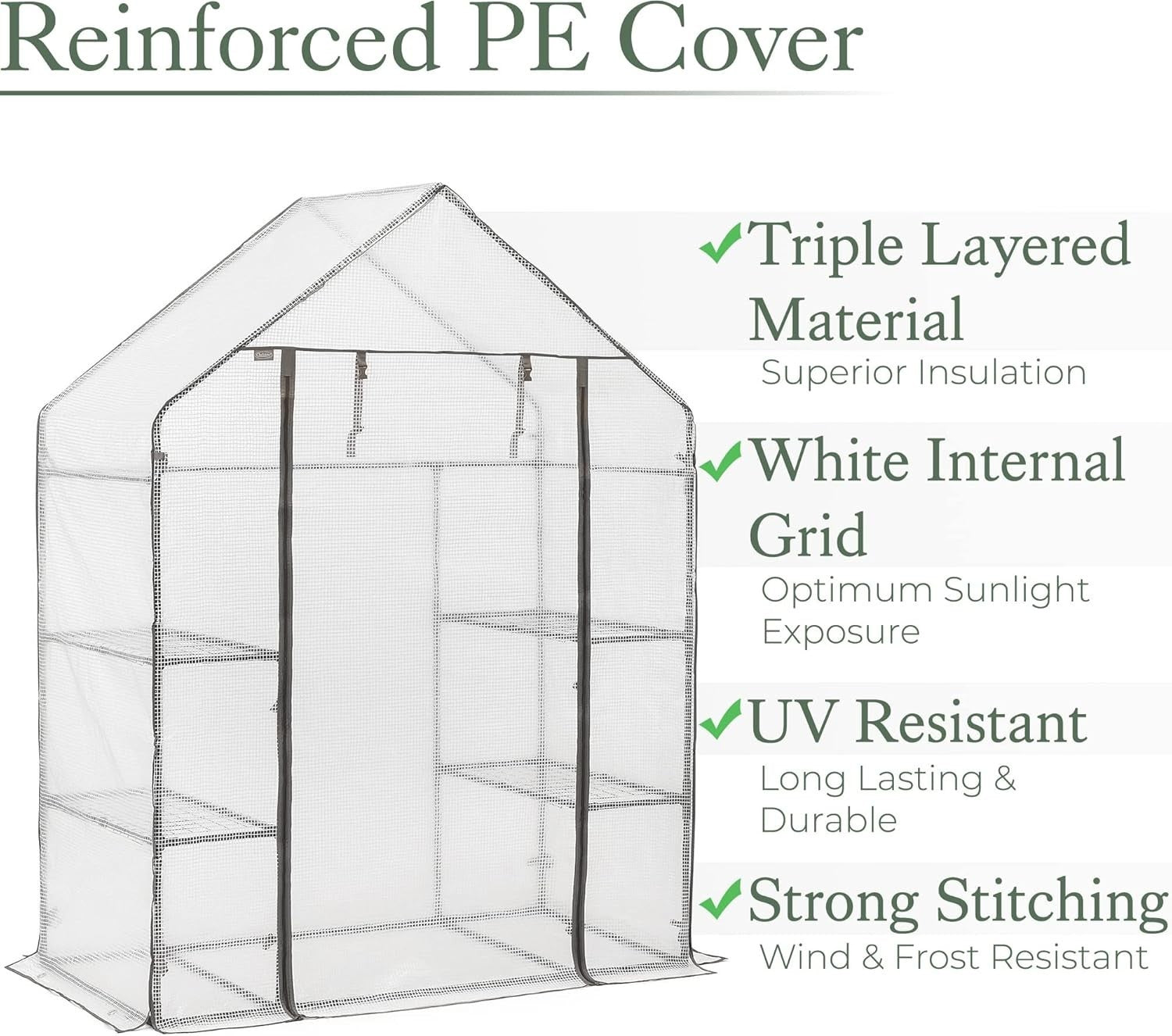 Walk-In Greenhouse with Shelves | Heavy-Duty Steel Frame Garden Grow Tent