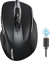 Silent Ergonomic Bluetooth Mouse Tri Mode Rechargeable 4800DPI Office Black