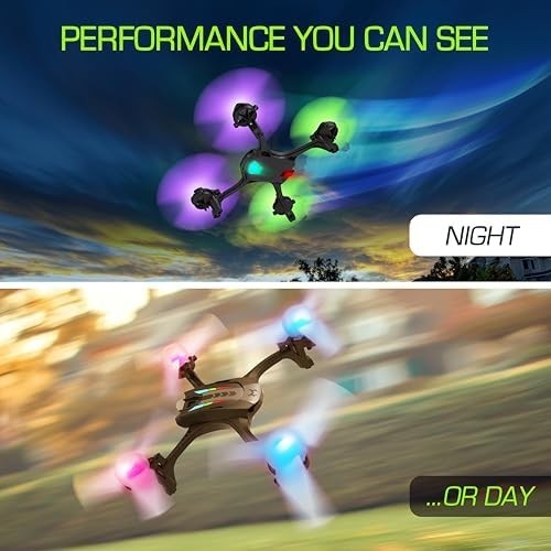 Sky Viper Nova Light FX Drone RGB LED 1080p Camera Auto Launch One-Touch Stunt