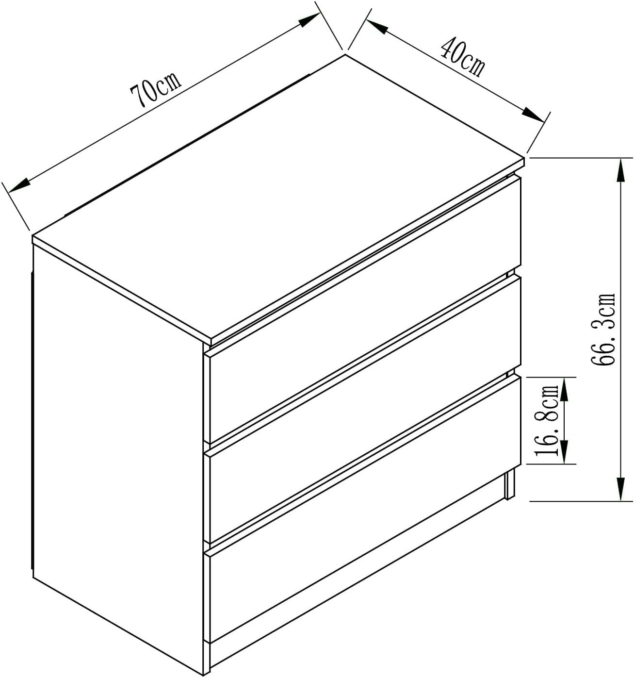 High-Gloss 3 Drawer Chest Storage Cabinet Bedroom Living Room Organizer Unit