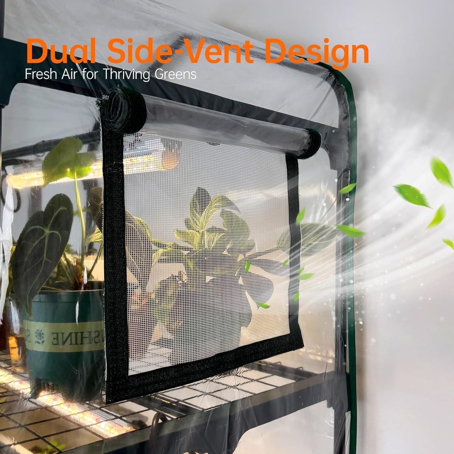 4 Tier Indoor Greenhouse with LED Grow Lights | Waterproof Base & Timer