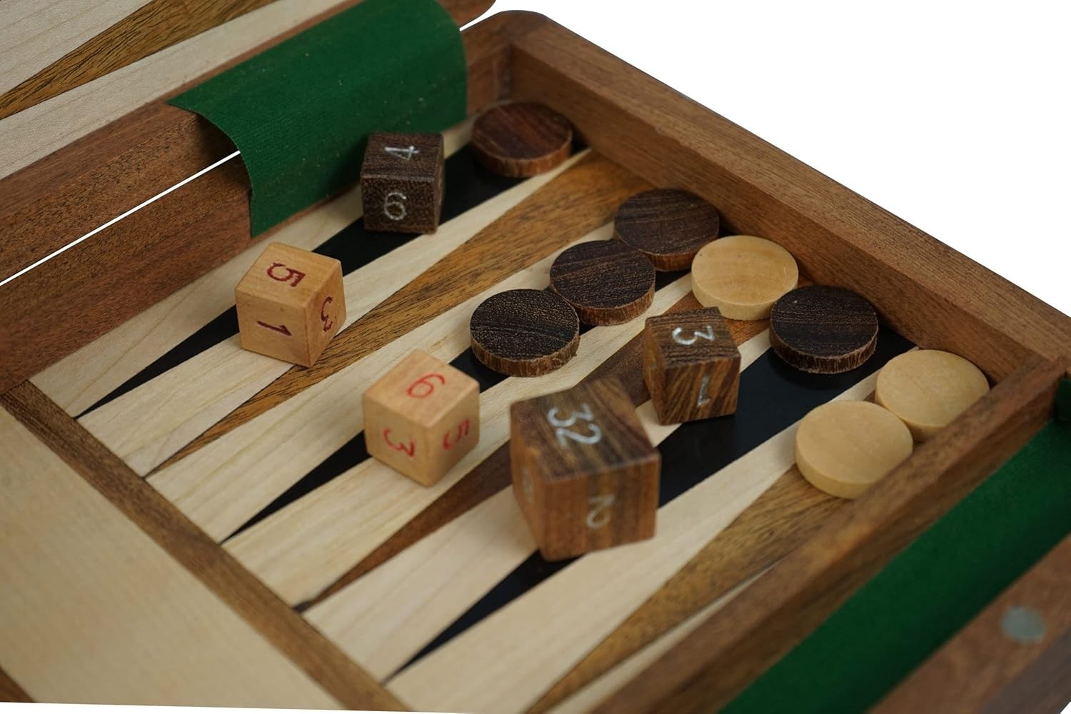 14” Handmade Wooden Backgammon Set Solid Wood Foldable Luxury Board Game