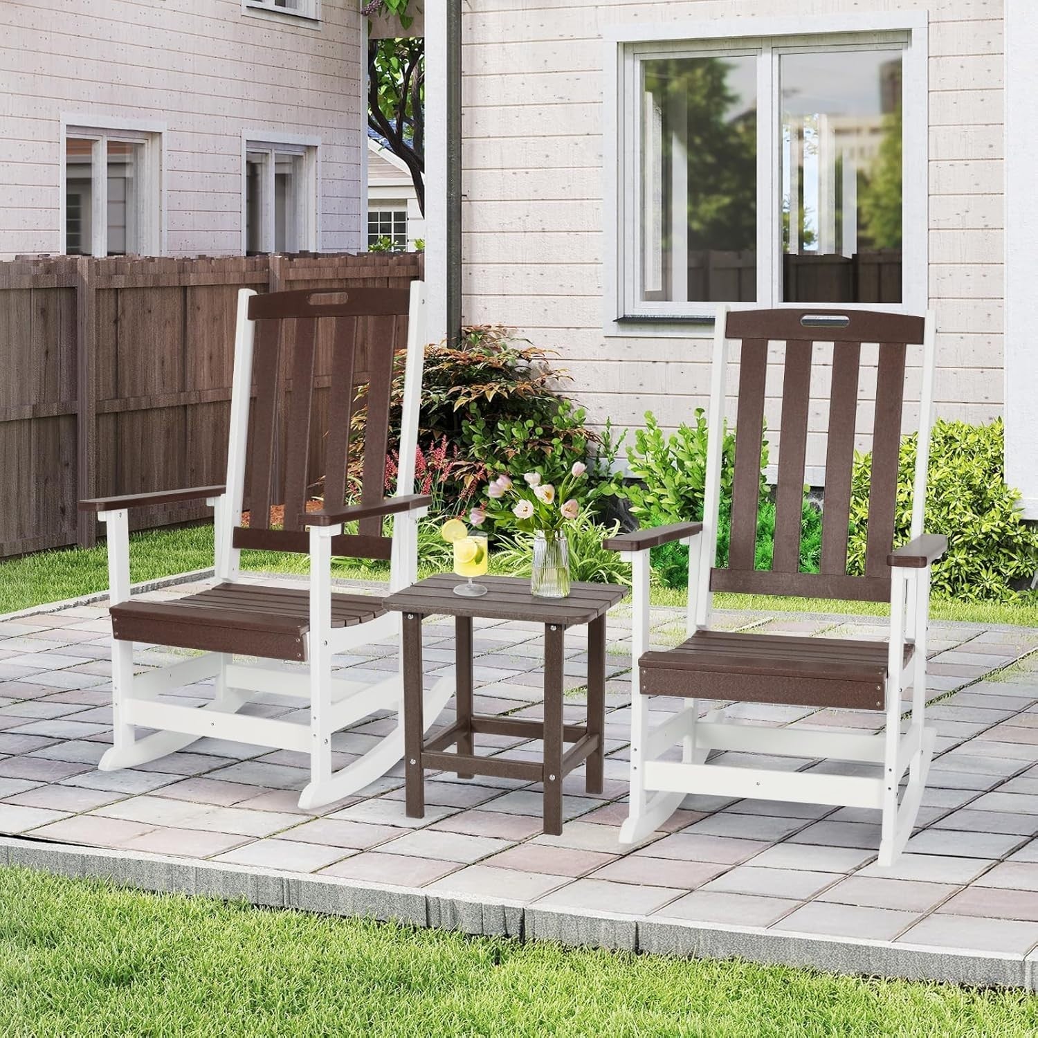 Outdoor Ergonomic Rocking Chair with Weatherproof HDPE – Patio & Porch
