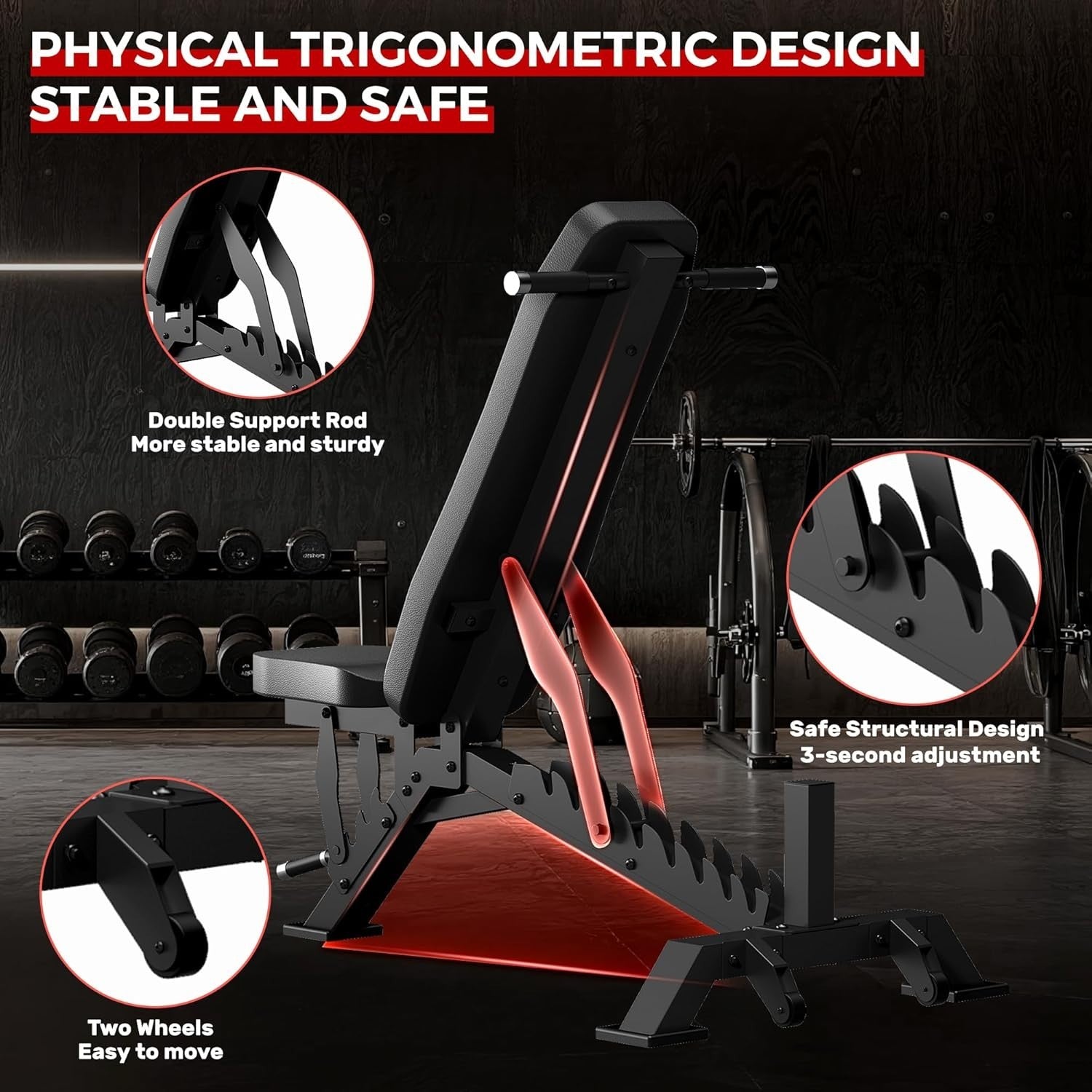 1300lb Adjustable Weight Bench Incline Decline Flat Home Gym