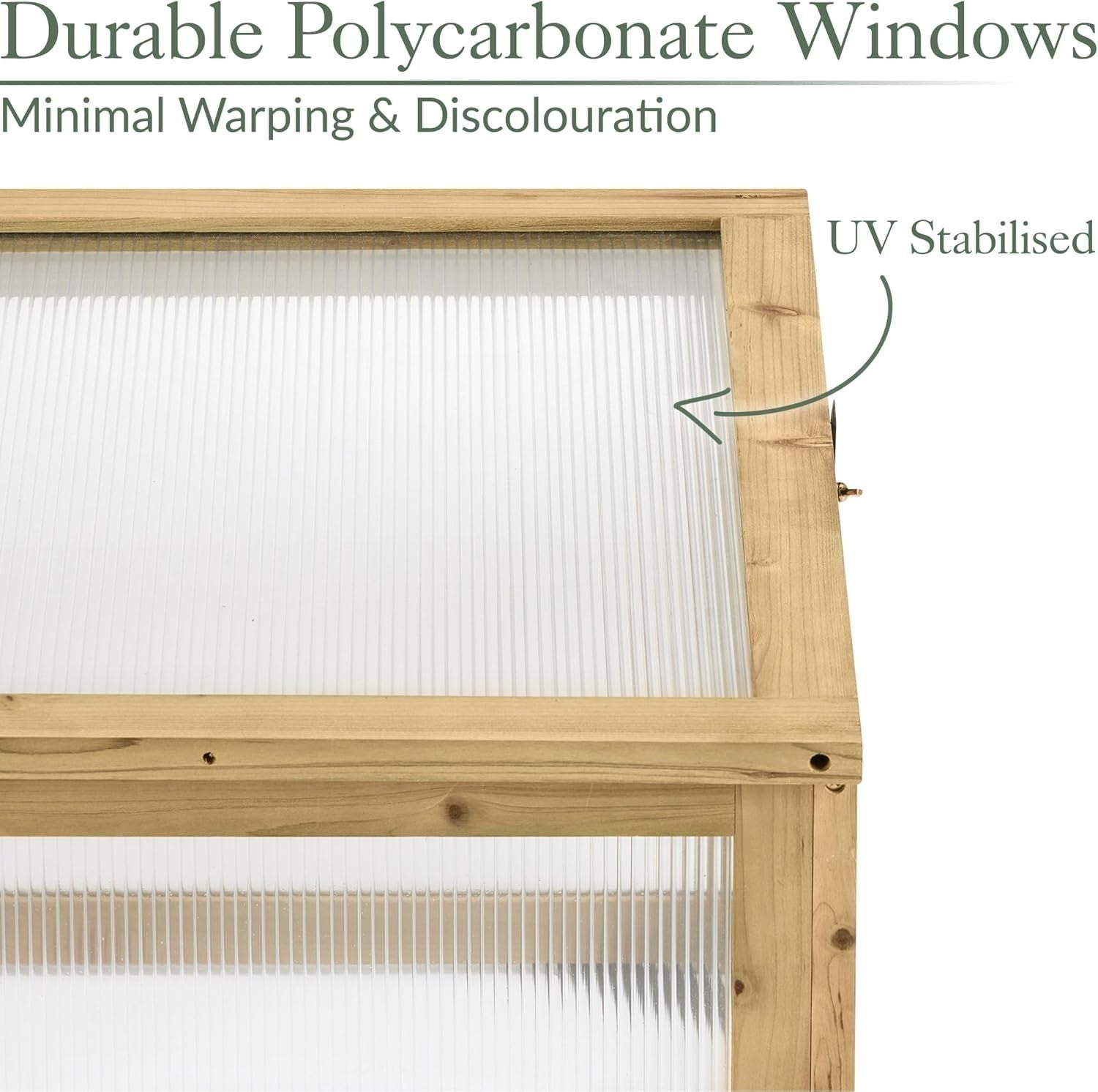 Raised Wooden Cold Frame Greenhouse 70x46x39cm UV-Stabilised Polycarbonate
