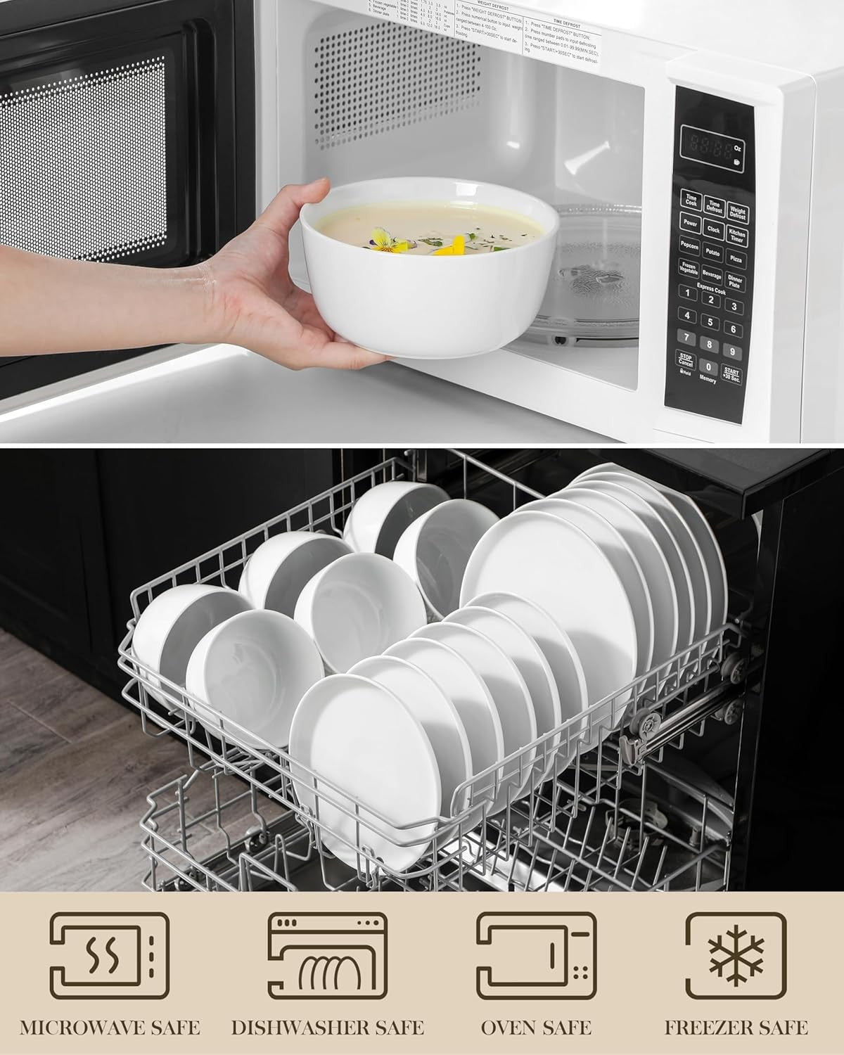 36pc Porcelain Dinnerware Set Plates Bowls Microwave Dishwasher Safe