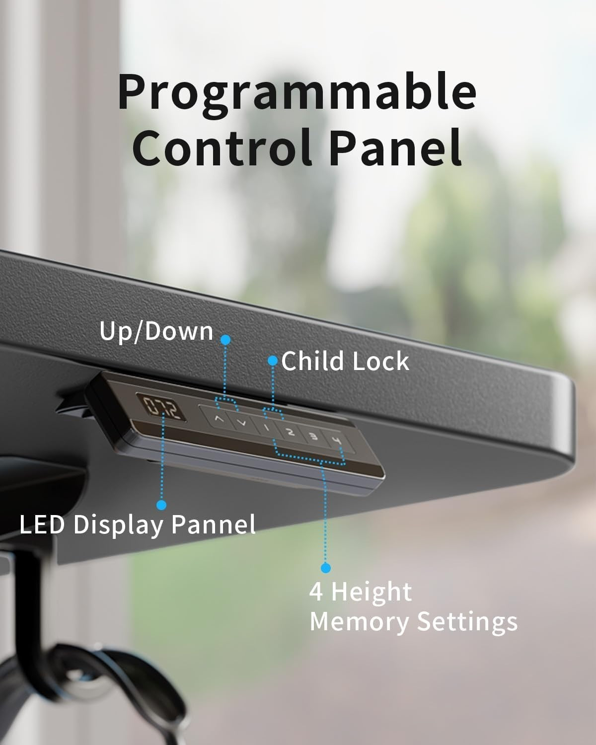 Electric Standing Desk 100x60cm Black Adjustable Gaming Home Office Table