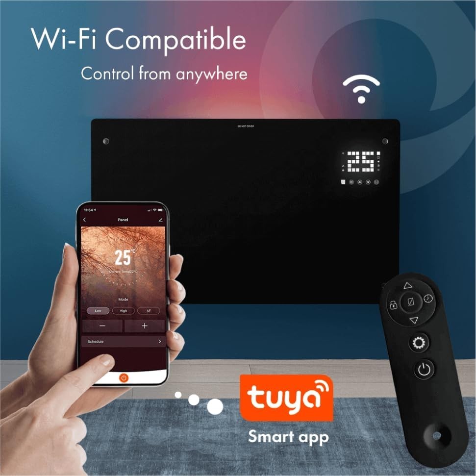 Smart WiFi Electric Panel Heater 2000W | Alexa Control, Timer, IP24