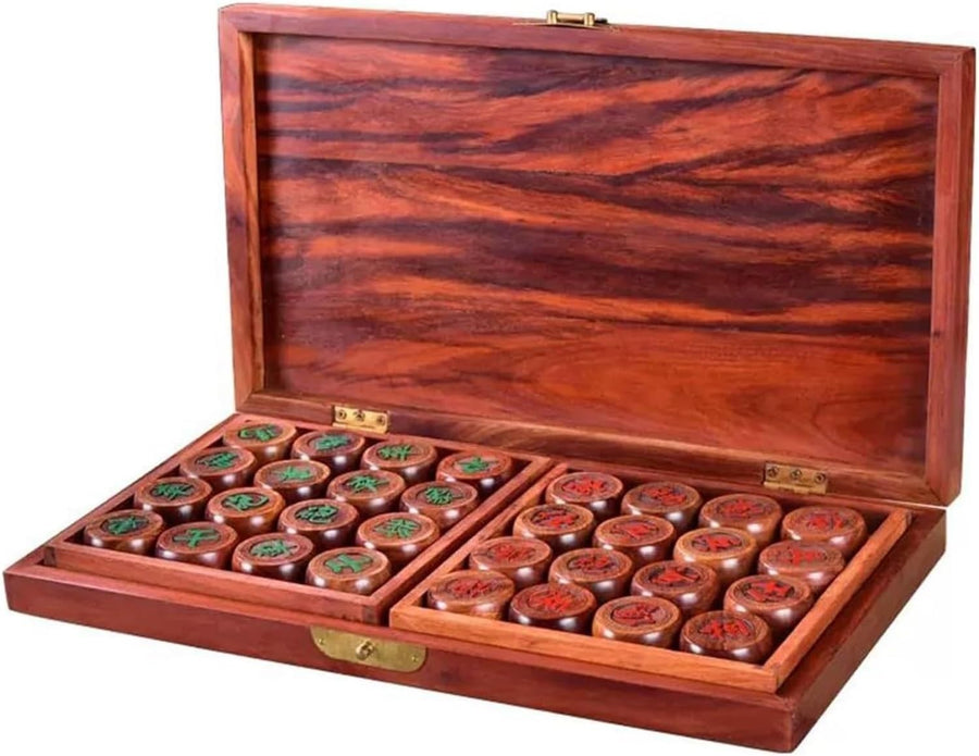 Sandalwood Xiangqi Travel Chess Set Foldable Board 2 Player