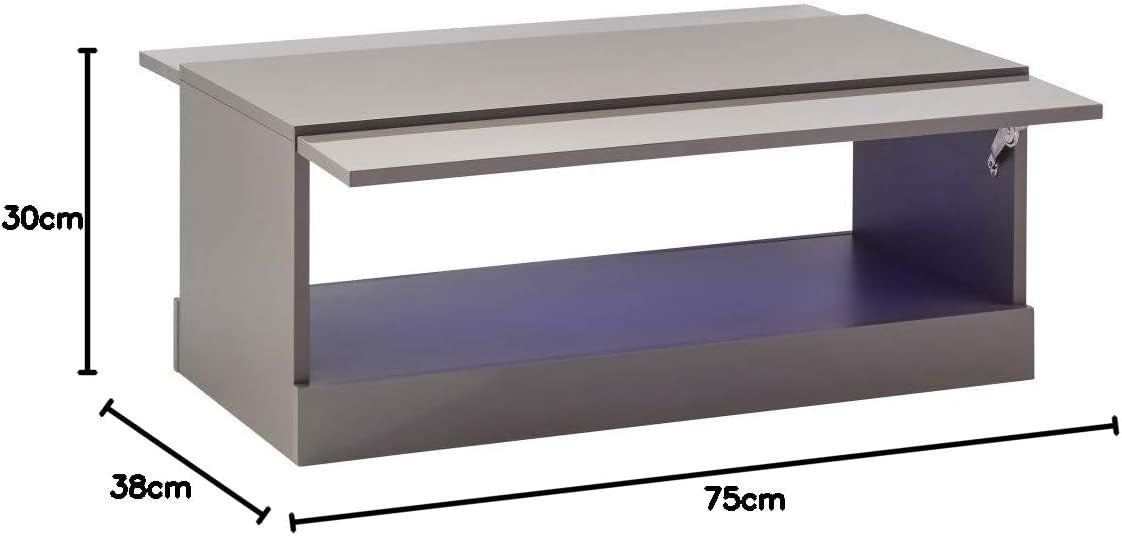 LED Coffee Table with Storage & High Gloss Finish – Modern Grey TV Unit