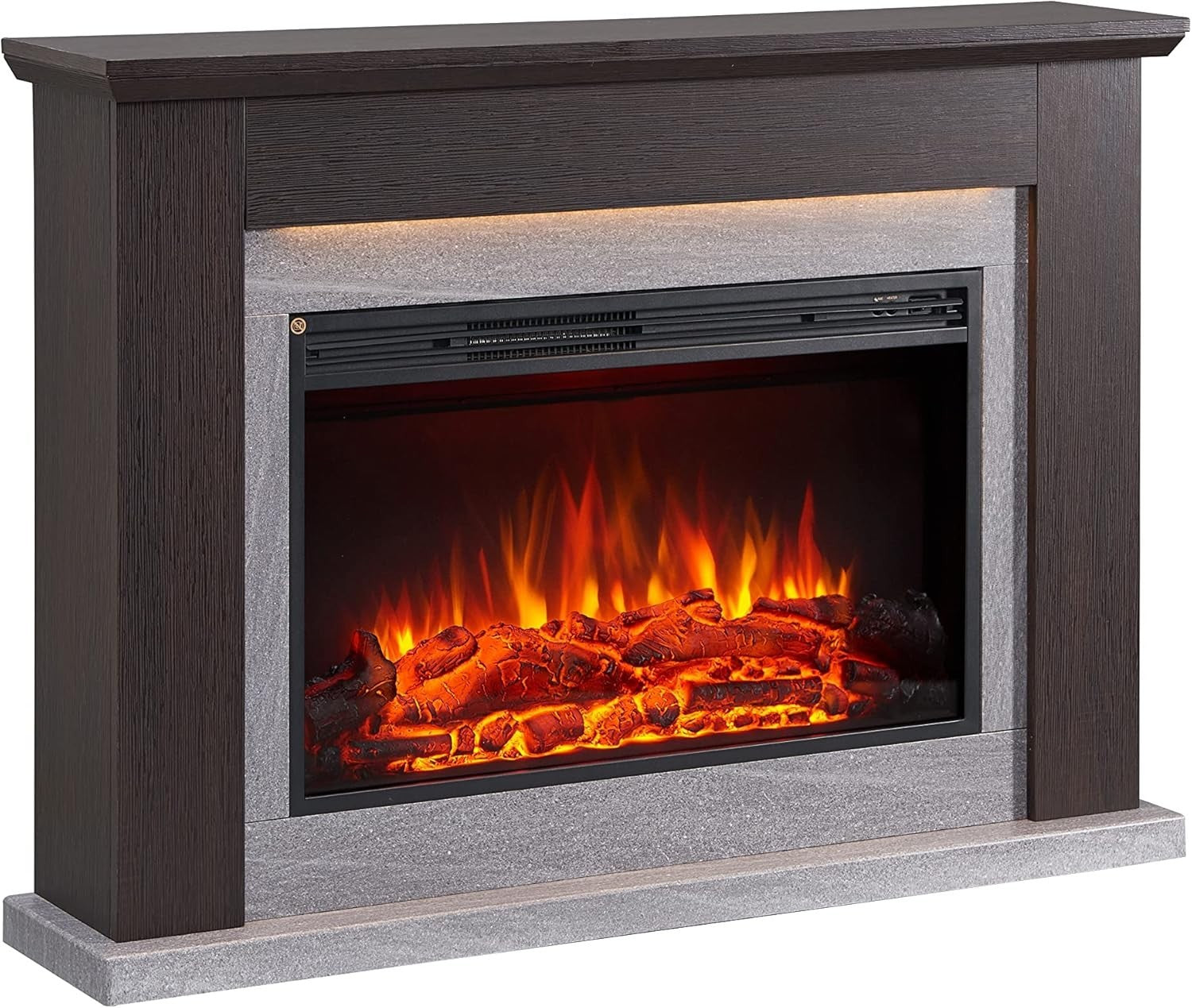 🔥 48" Electric Wall Fireplace Suite 2kW LED Heater Espresso Oak Remote