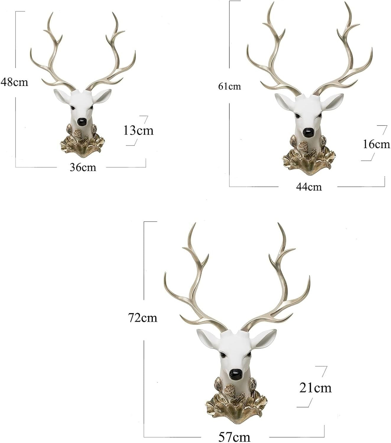 Faux Deer Head Wall Decor 48x36cm Resin Stag