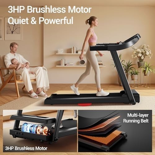 Foldable 12KM/H Home Treadmill 3HP Quiet Motor Shock Absorbent LCD