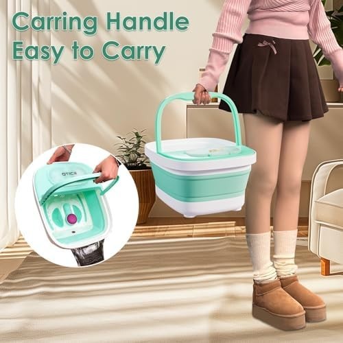 Collapsible Foot Spa with Heat, Bubble & Vibration Massage, Pedicure Kit