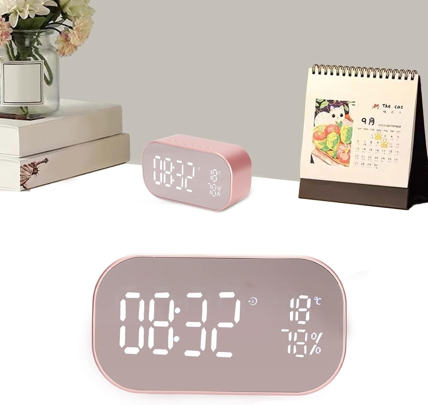 Gold Digital Alarm Clock Radio LED Display Stereo Speakers Snooze