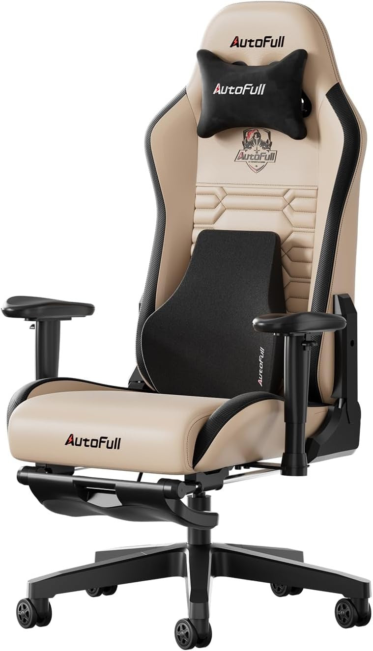 Ergonomic Gaming Chair PU Leather Recliner Footrest Brown