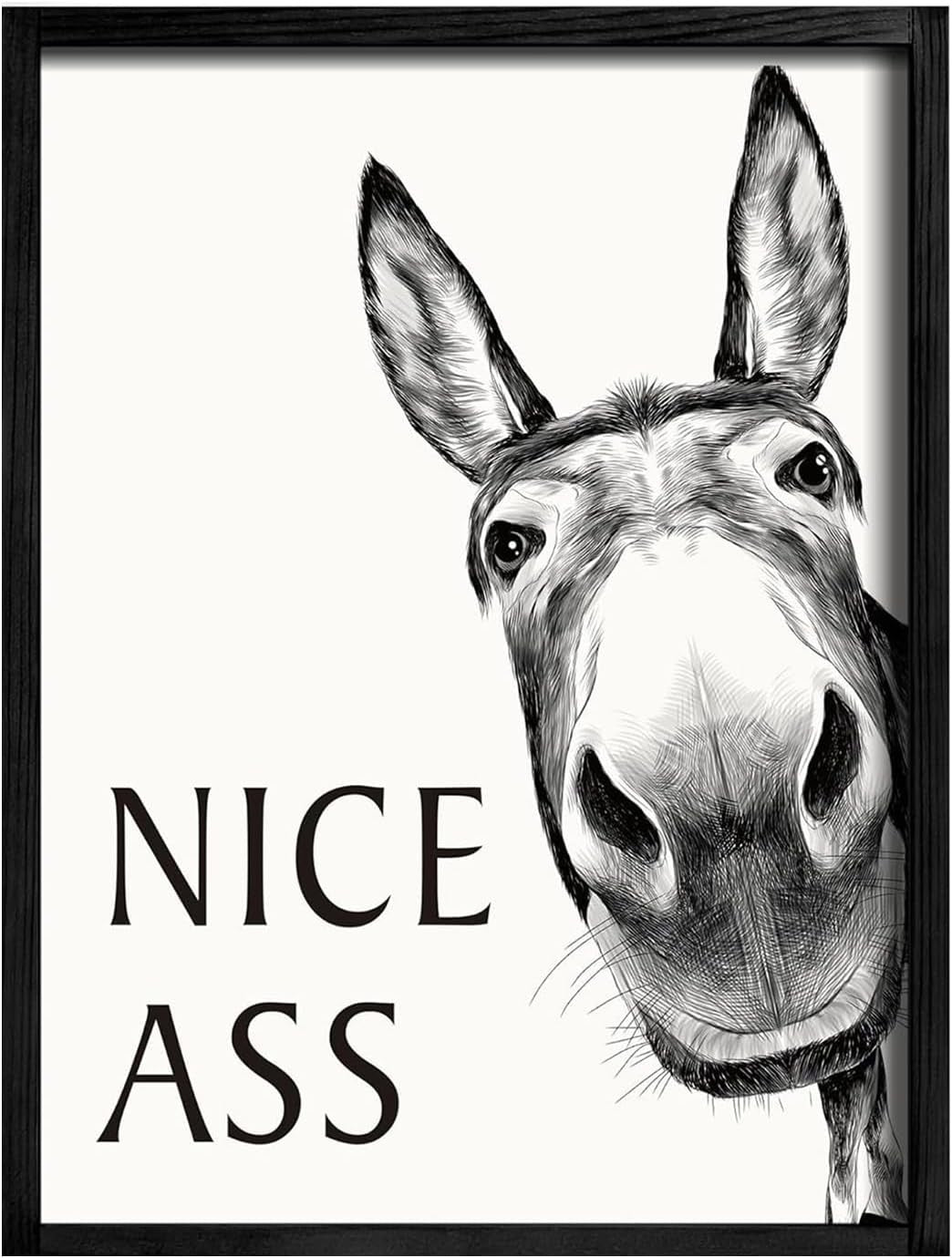 Funny Donkey Canvas Wall Art 12x16 in Black White Animal Quote Decor