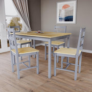 Grey & Pine 4 Seater Dining Table Set | Space Saving Kitchen Table & Chairs