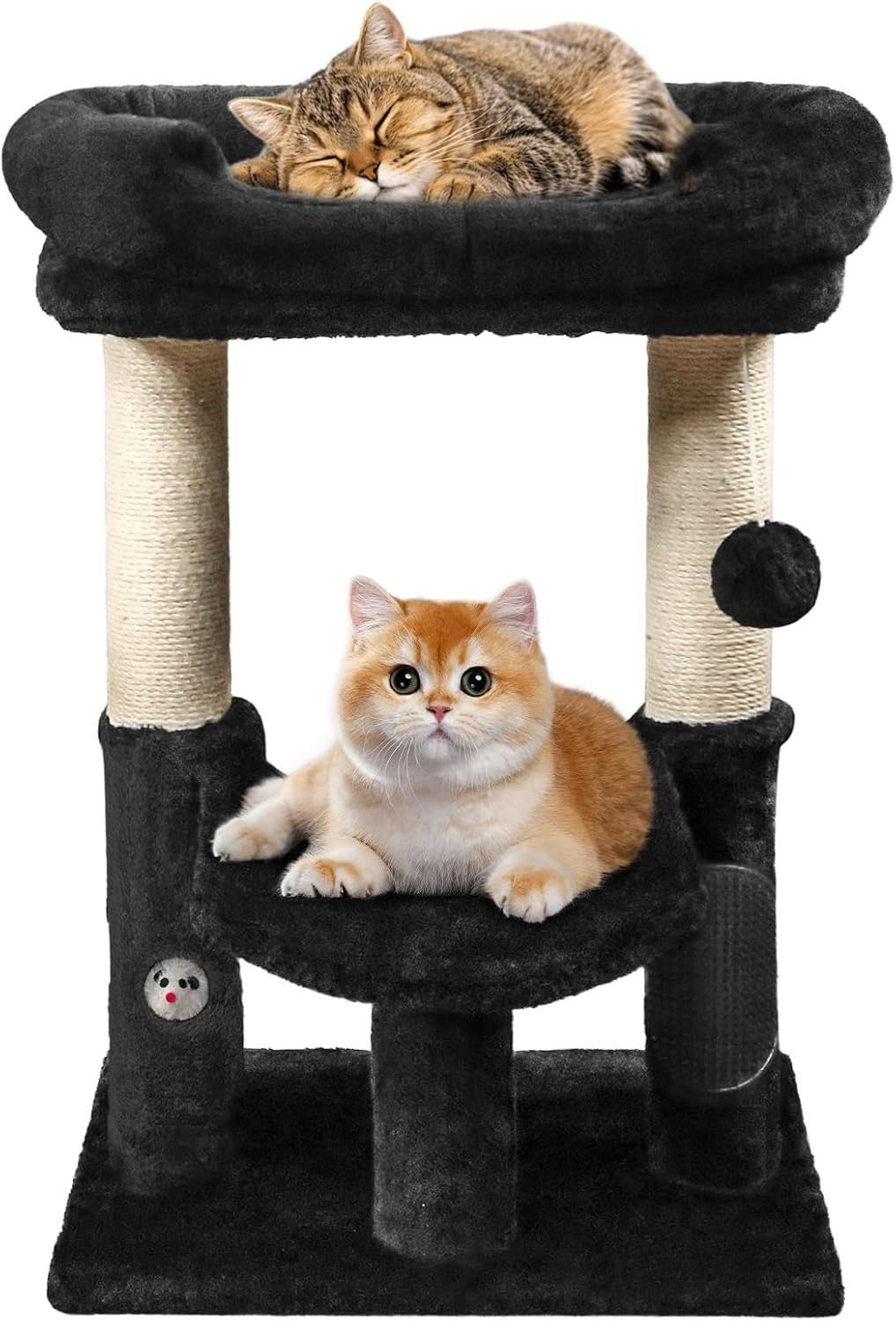 Cat Scratcher Tower with Sisal Post Plush Bed Platform Multi Level Black
