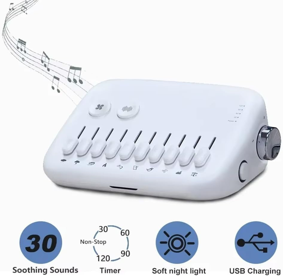 Sleep Sound Machine with 10 Nature Sounds & Night Light, White, Timer