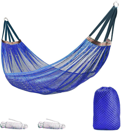 Outdoor Nylon Mesh Hammock – Soft Breathable Swing Bed 650lb Max Load Portable