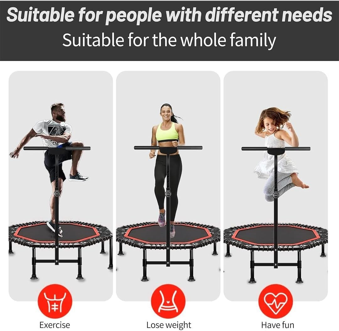 45” Fitness Rebounder Trampoline Adult Indoor Outdoor w Adjustable Handle