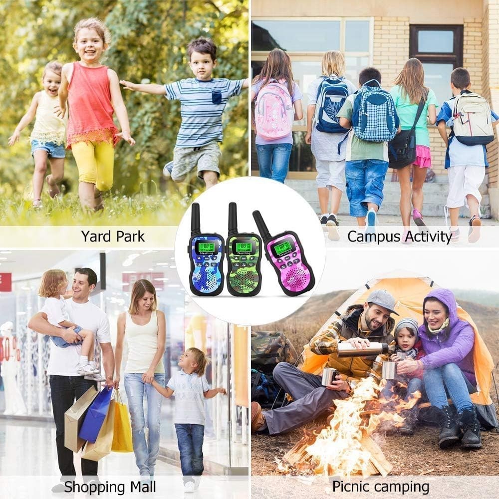 Kids Walkie Talkies 3 Pack Camouflage 2 Way Radios 3KM Range VOX LCD