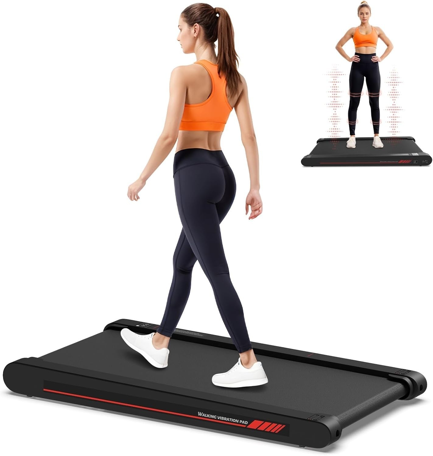 4-in-1 Vibration Walking Pad Under Desk Treadmill 0.3-6KM/H Portable