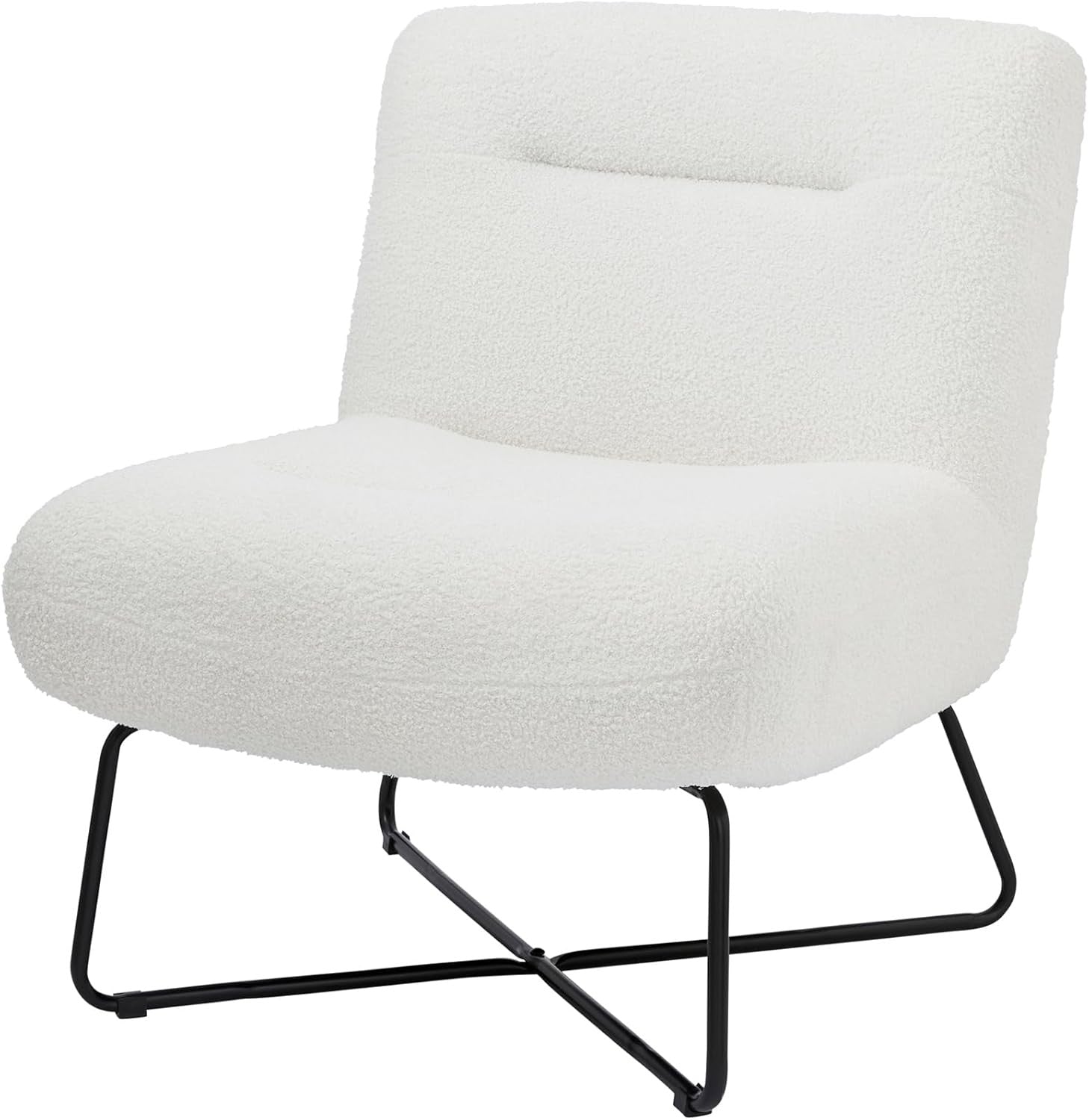Boucle Accent Chair Cream Teddy Lounge Armchair Modern Seat