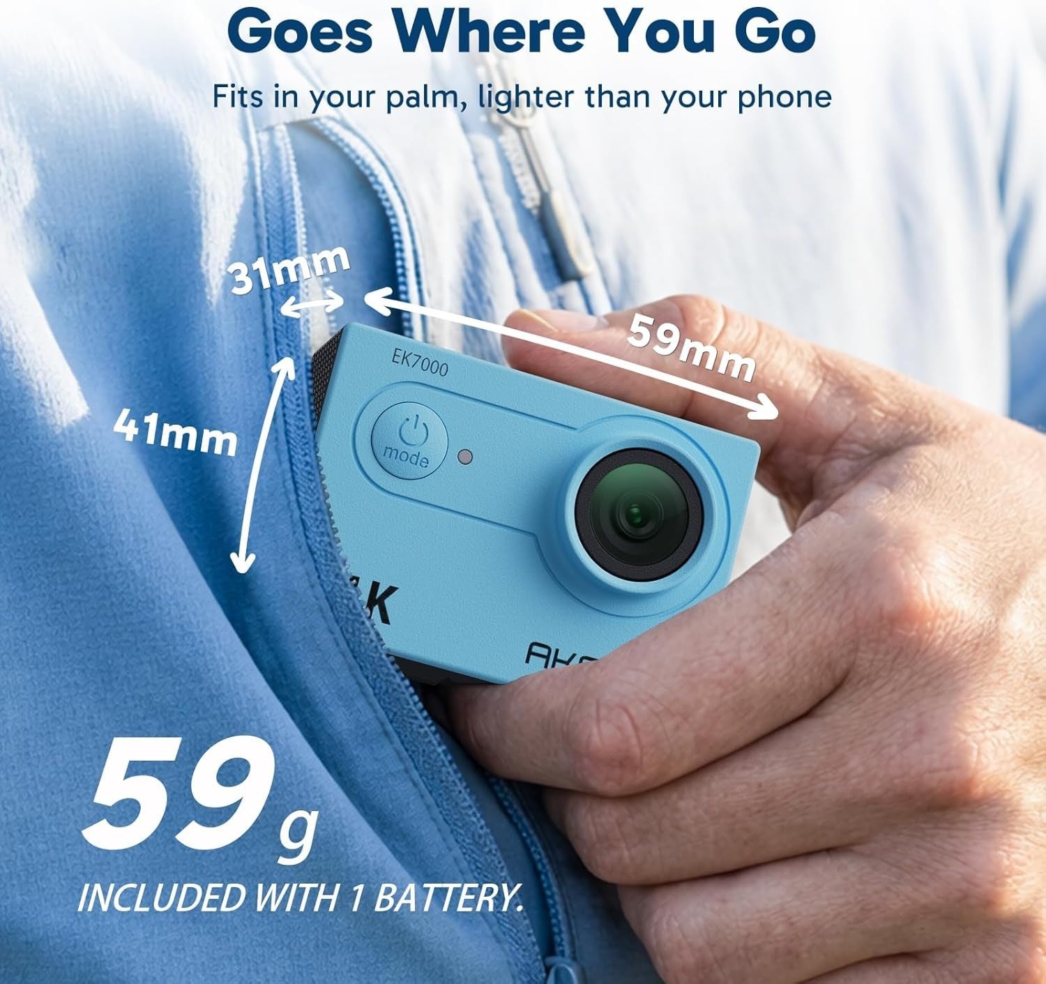 4K Action Camera 20MP Waterproof Sports Cam WiFi Remote Blue Kit