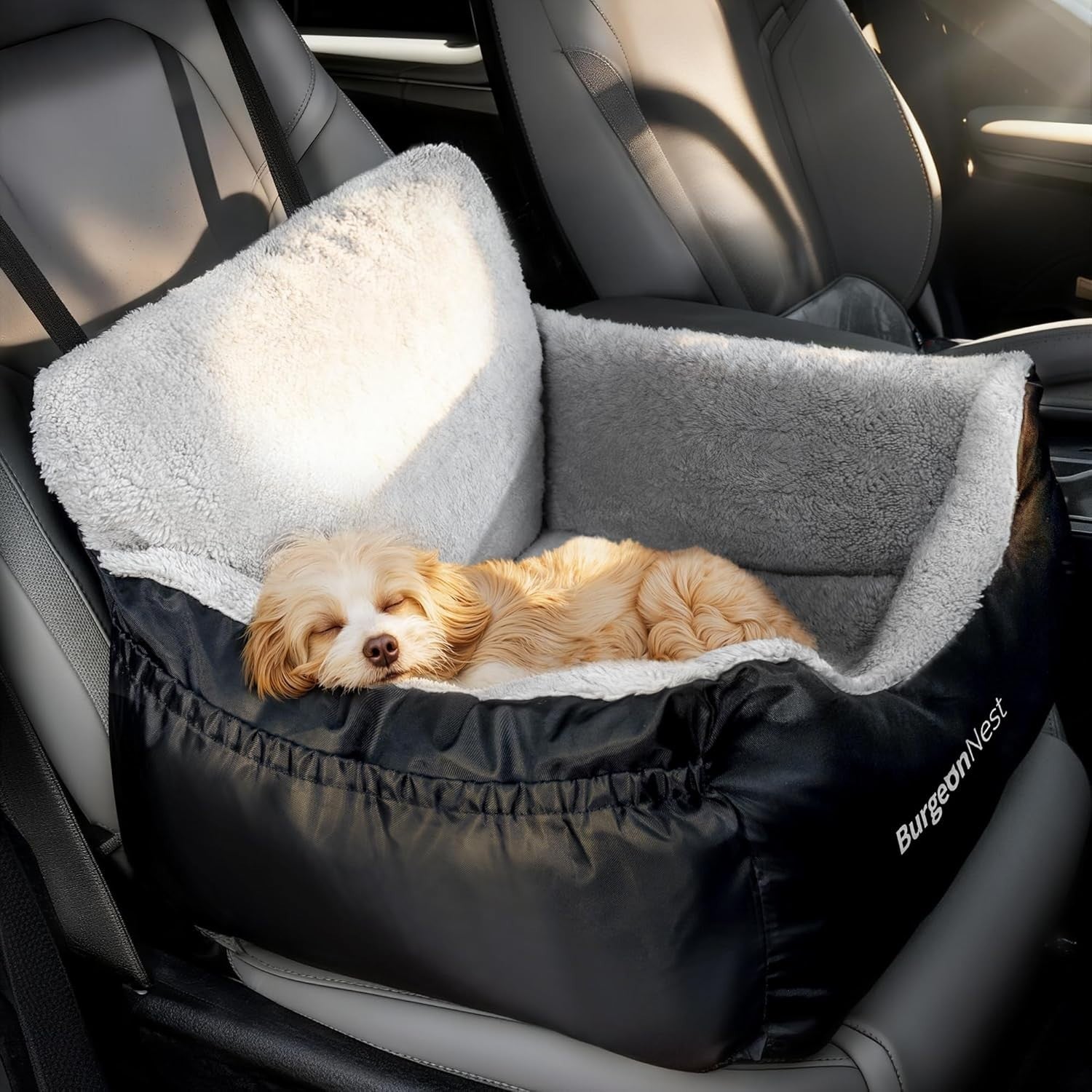 Dog Car Seat Booster Bed Washable Travel Carrier Safety Leash Black